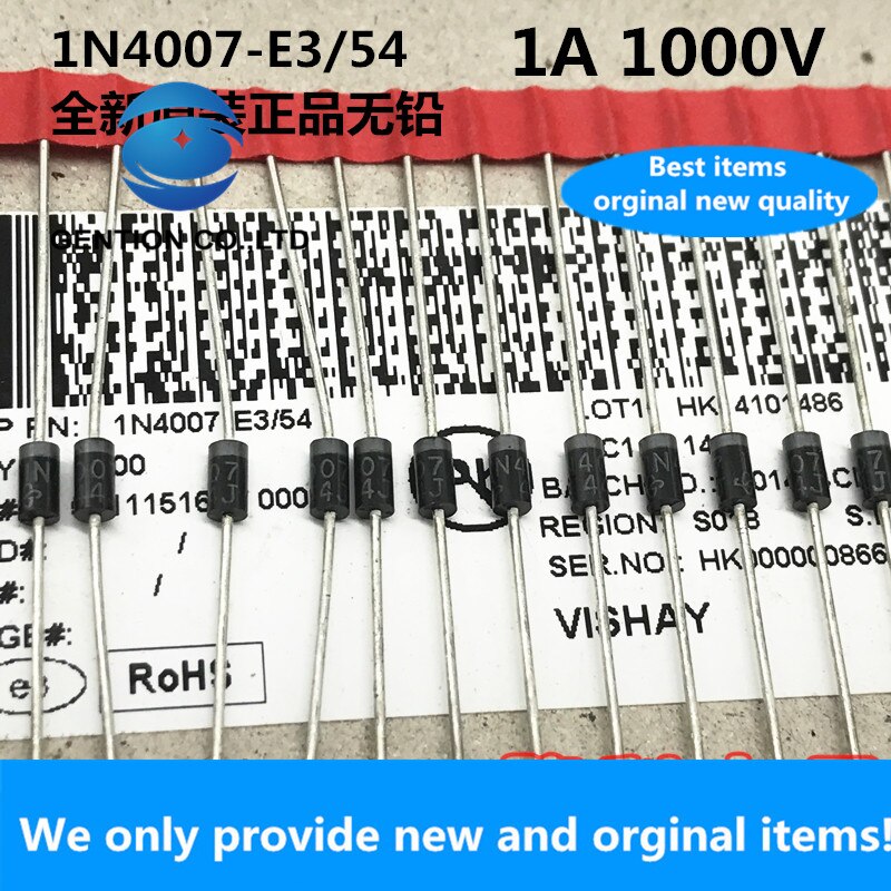 100% ǰ  1N4007-E3/54 ǰ   ̱ 1A 1000V IN4007 DO-41, 30 